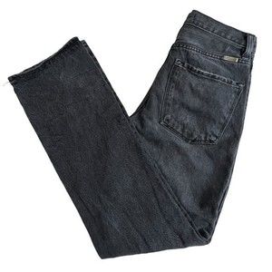 Kancan Womens Faded Black Destroyed High Waisted Button Fly Boyfriend Jeans 3/25